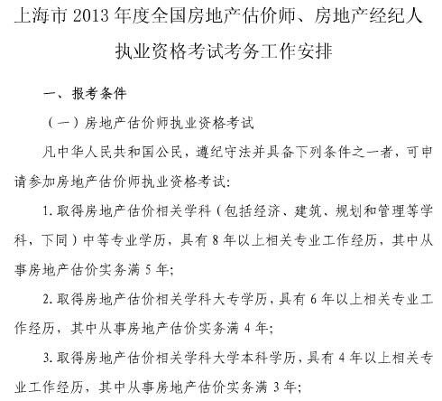 2013年上海房地產(chǎn)估價(jià)師報(bào)名時(shí)間為6月20日至7月7日