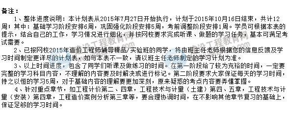 2015年造價工程師執(zhí)業(yè)資格考試備考階段學(xué)習(xí)計(jì)劃
