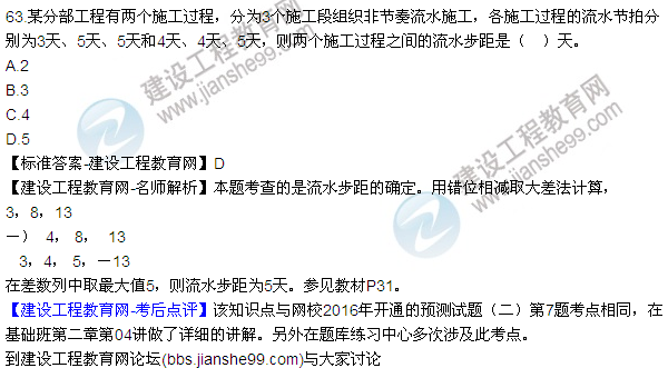 2016監(jiān)理質量、投資、進度控制試題及答案（43-63）