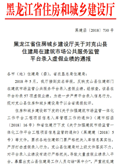 住建局被通報(bào)！勾結(jié)黑中介向“四庫(kù)一平臺(tái)”錄入虛假業(yè)績(jī)