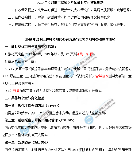 2019年咨詢工程師《現(xiàn)代咨詢方法與實(shí)務(wù)》教材變動(dòng)說明