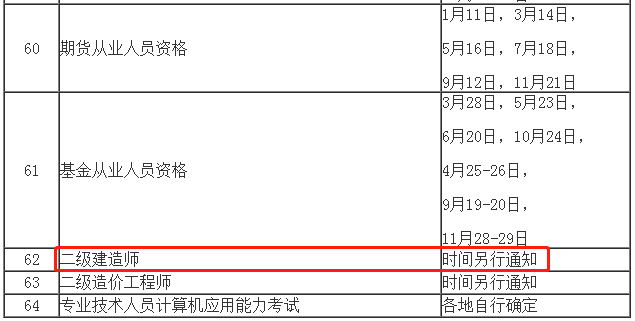 安徽二建考試時間