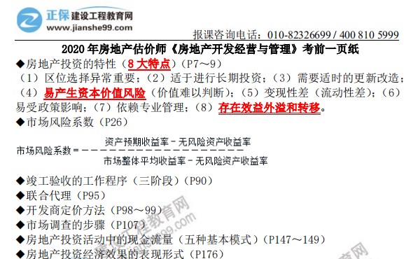 2020年房地產(chǎn)估價師《房地產(chǎn)開發(fā)經(jīng)營與管理》考前一頁 2020年房地產(chǎn)估價師《房地產(chǎn)開發(fā)經(jīng)營與管理》考前一頁