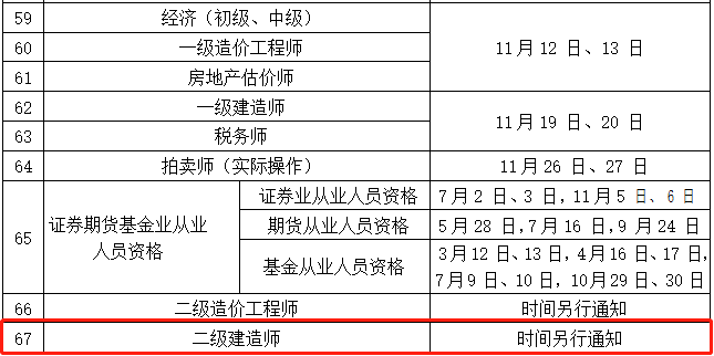 二級建造師考試時(shí)間